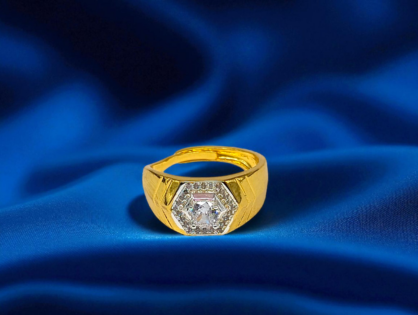 Royal Hexagon Diamond Ring - Adjustable size
