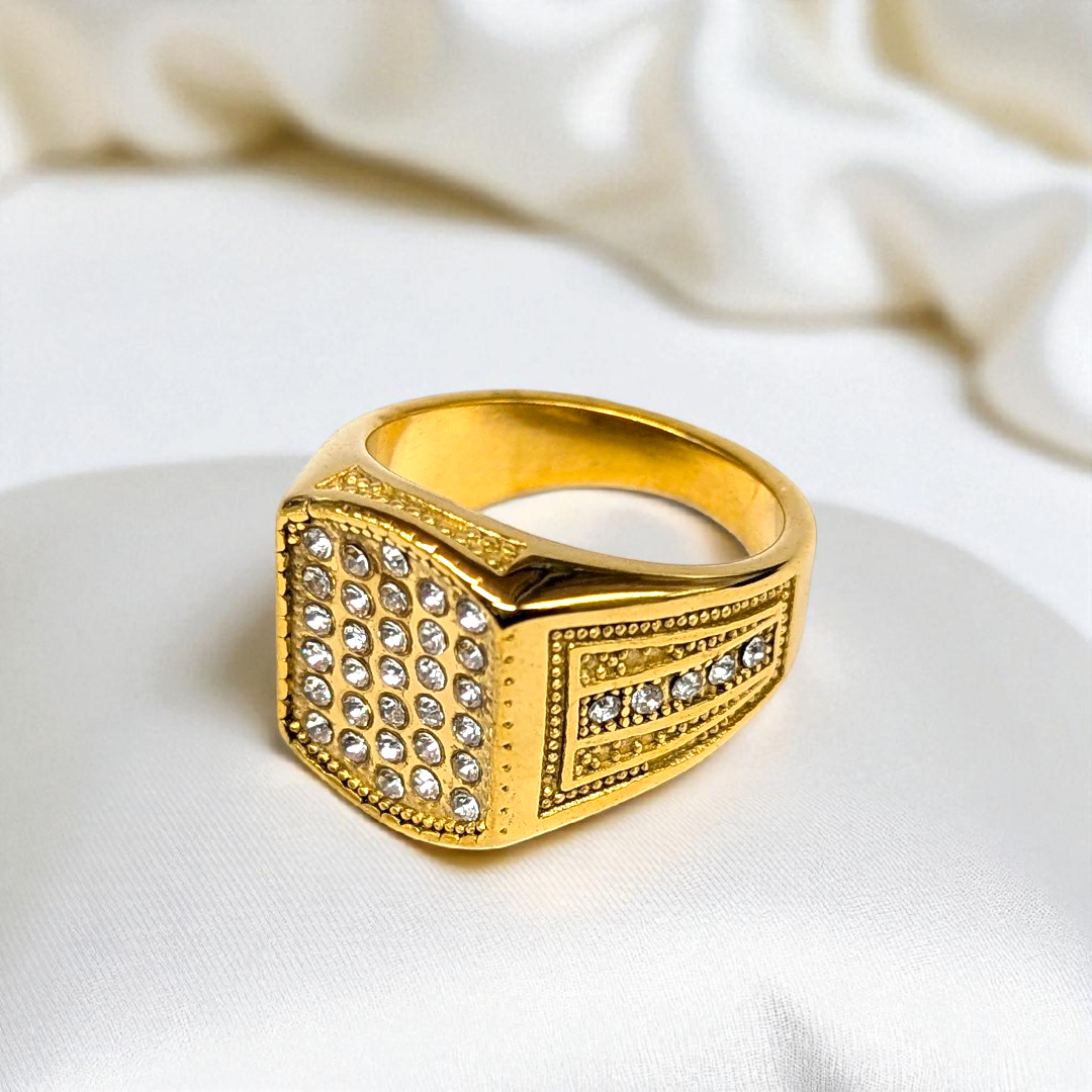 Regal Crown Ring β Gold Finish with Sparkling Stones