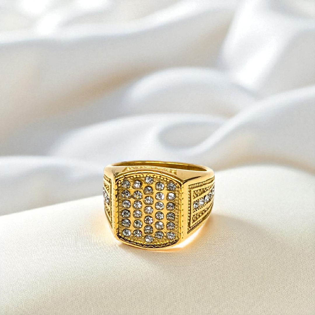 Regal Crown Ring β Gold Finish with Sparkling Stones