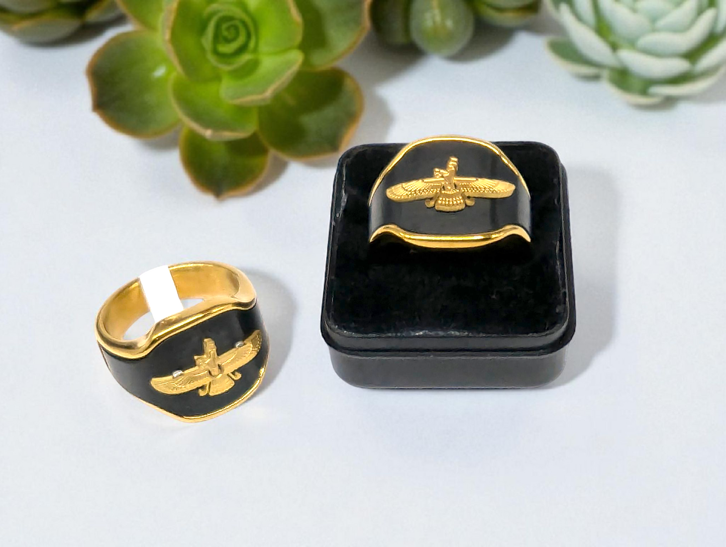 Faravahar Gold & Black Ring
