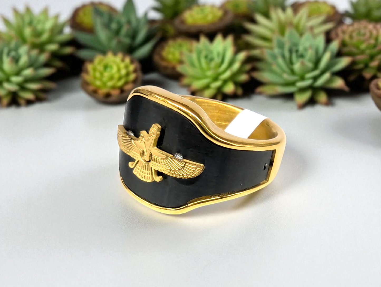 Faravahar Gold & Black Ring