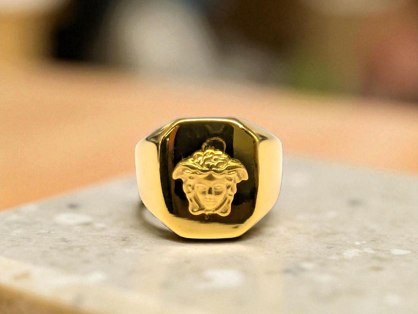 Gold Clean Medusa Ring