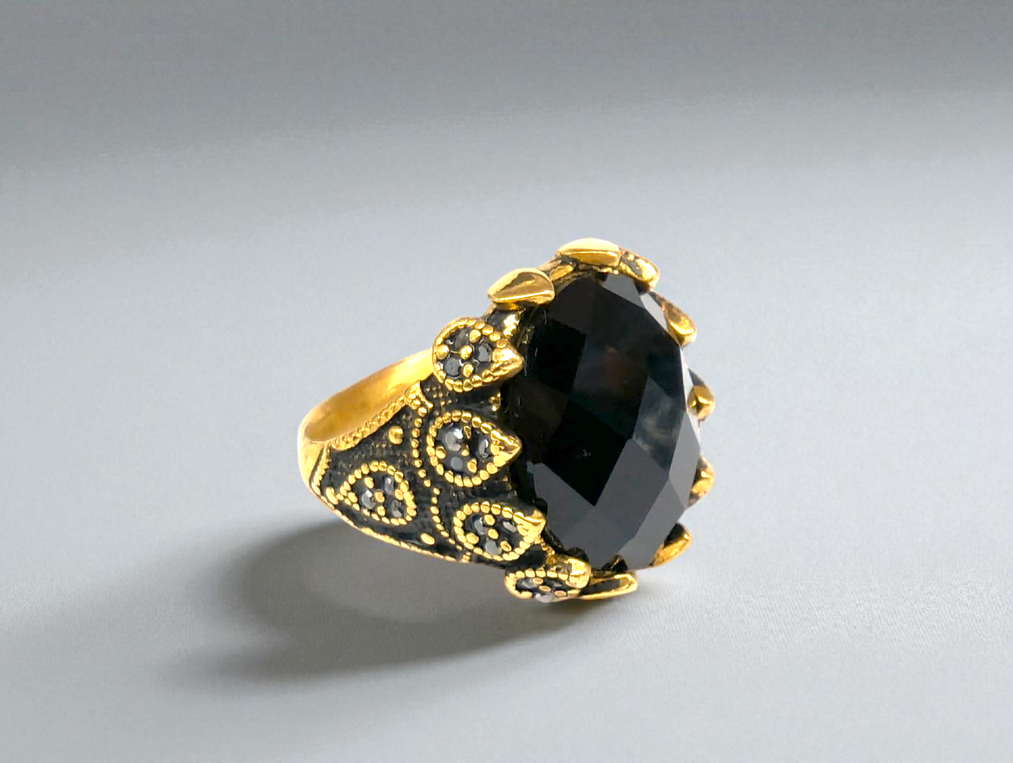 Elegant Black Stone Statement Ring