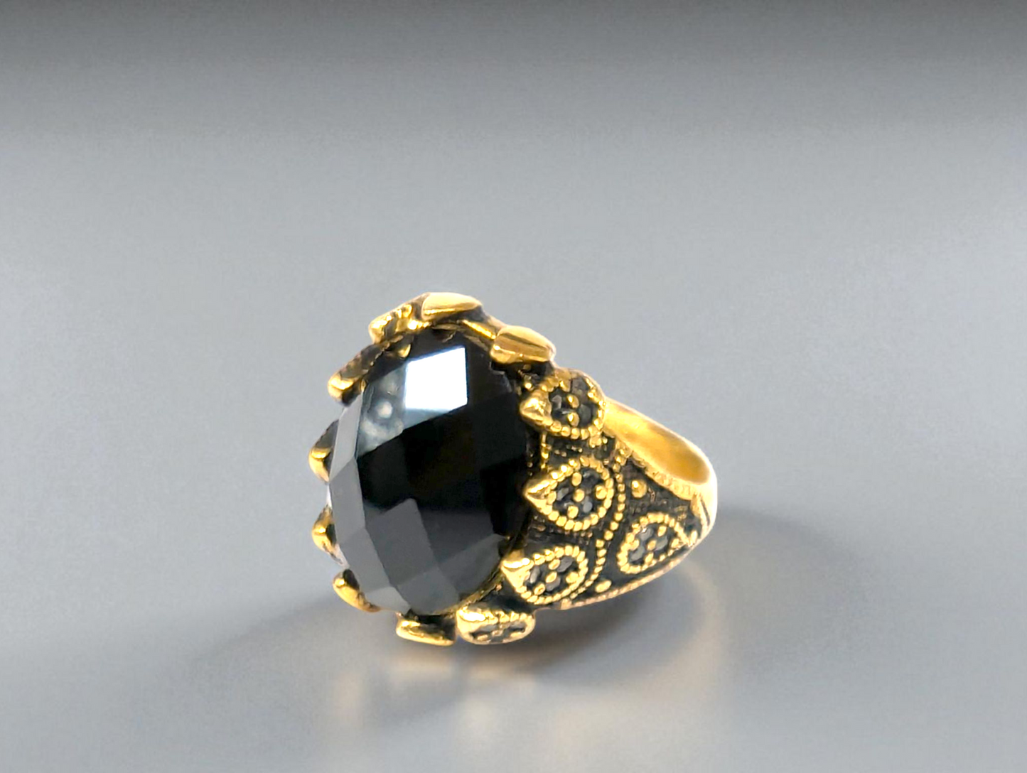 Elegant Black Stone Statement Ring