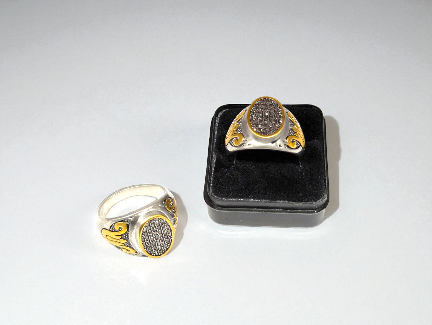Silver & Gold Snake Accent Crystal Ring