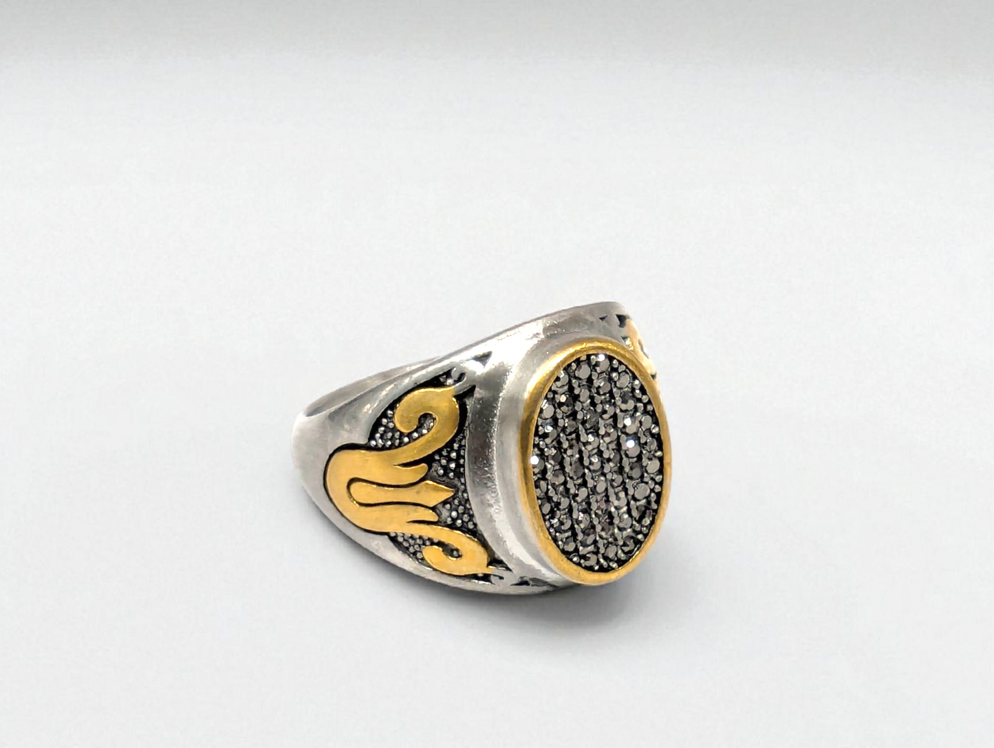 Silver & Gold Snake Accent Crystal Ring
