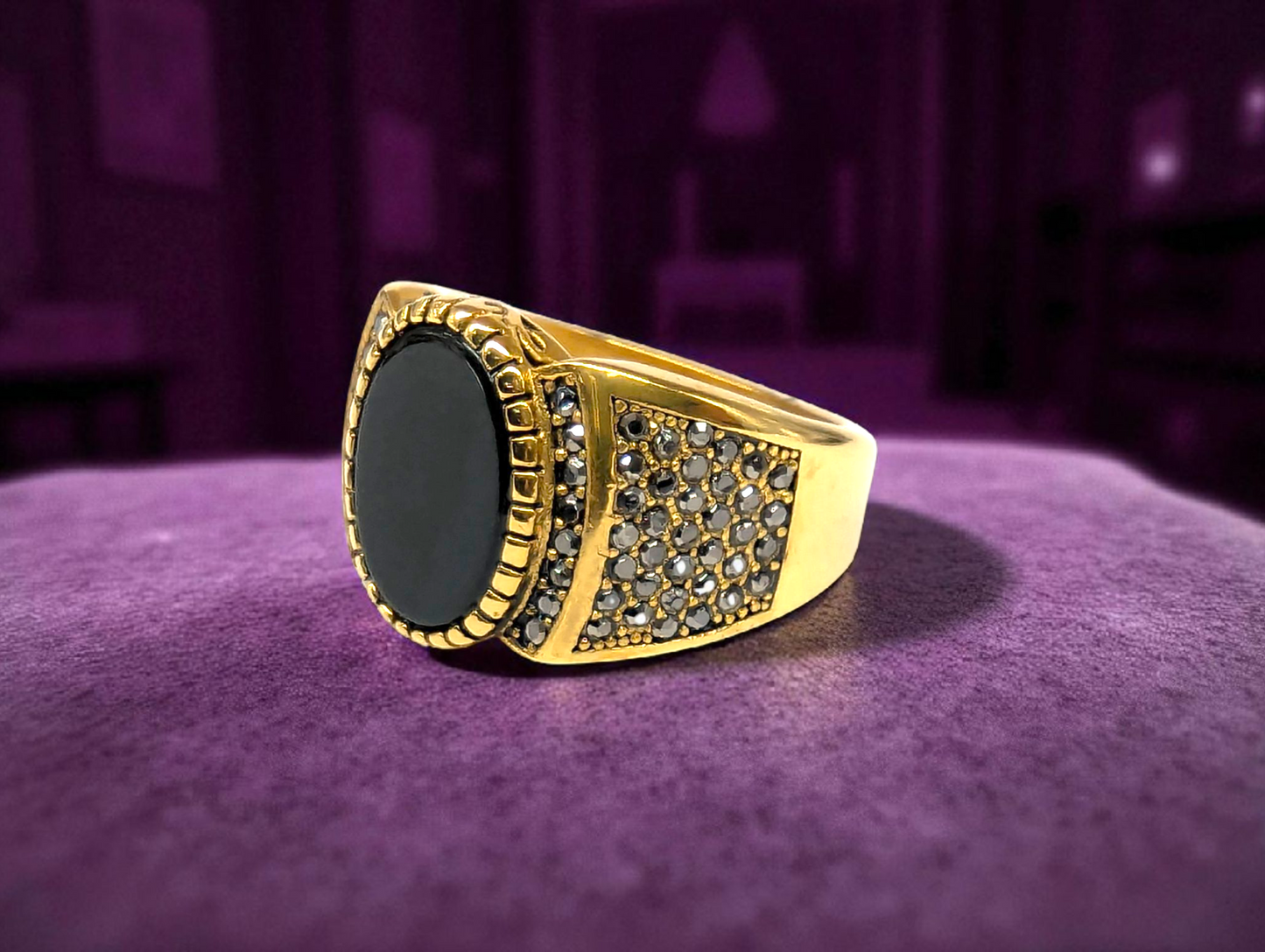 Elegant Black Stone Statement Ring