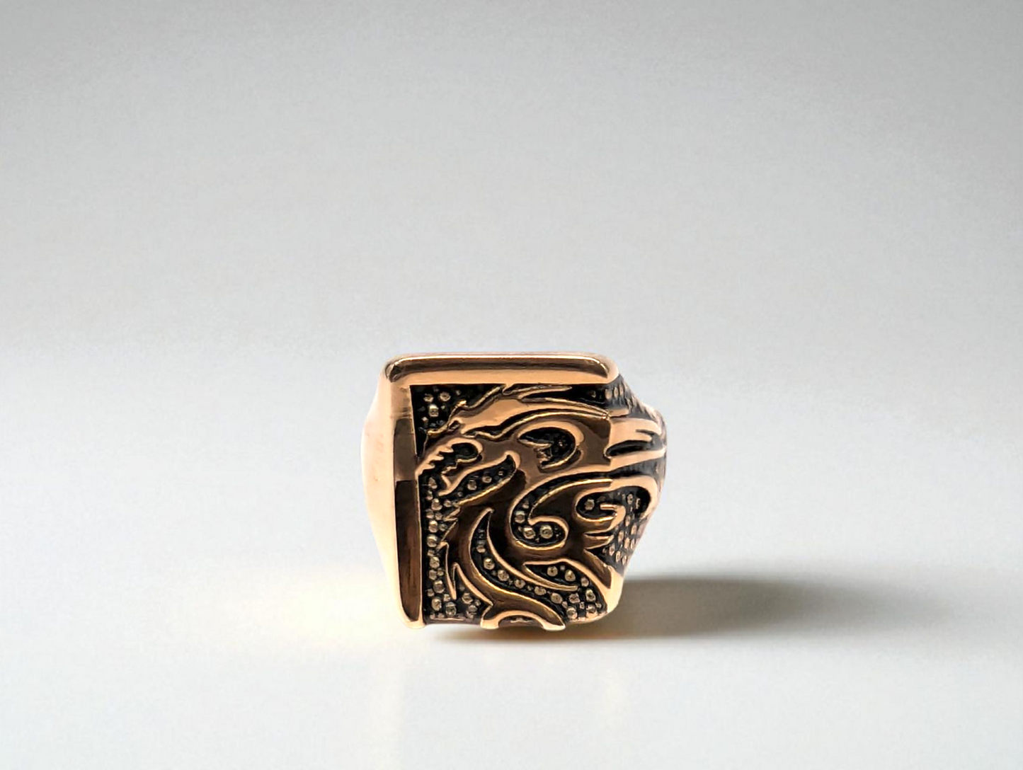 Rose Gold Dragon Emblem Statement Ring