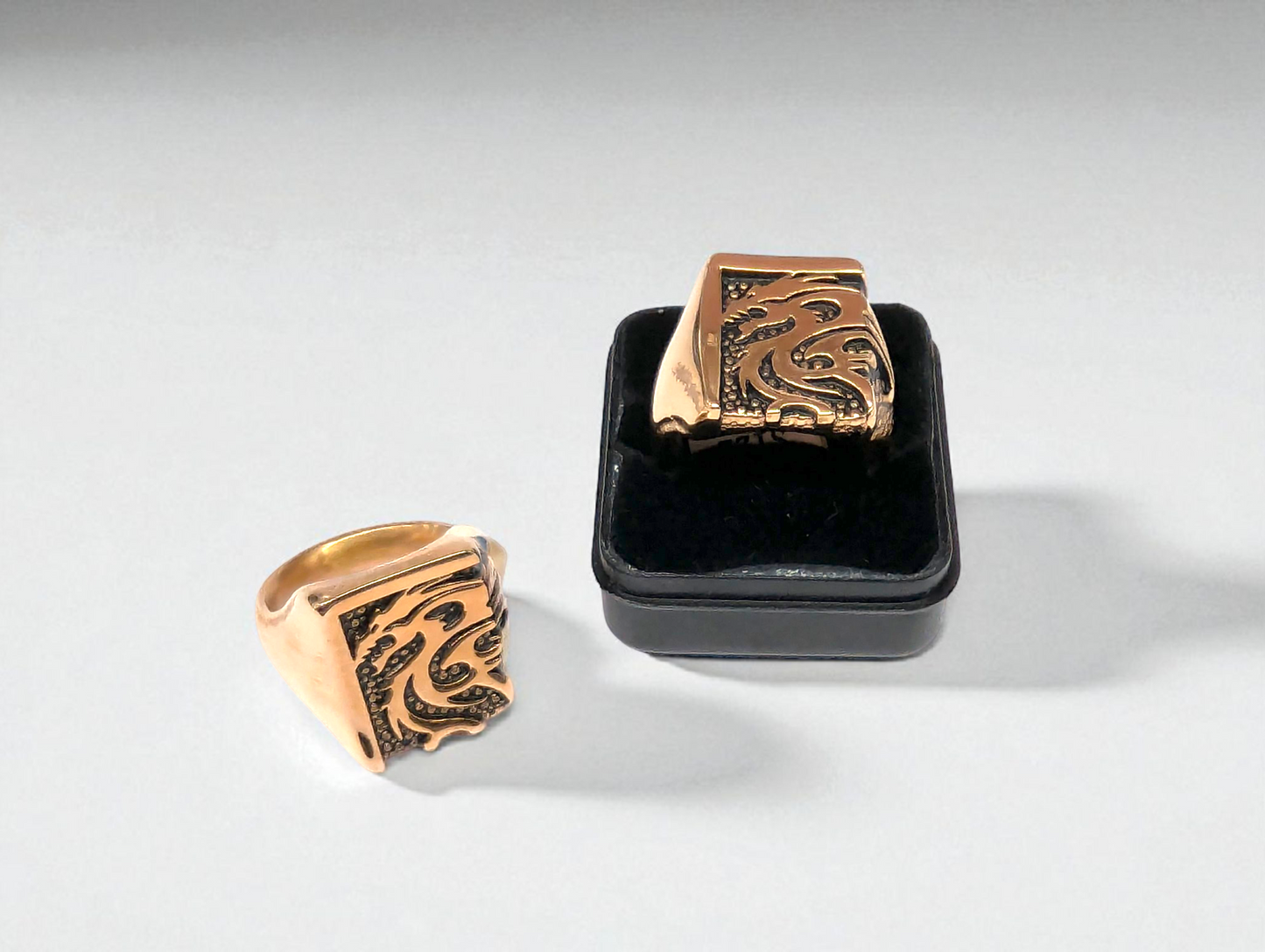 Rose Gold Dragon Emblem Statement Ring