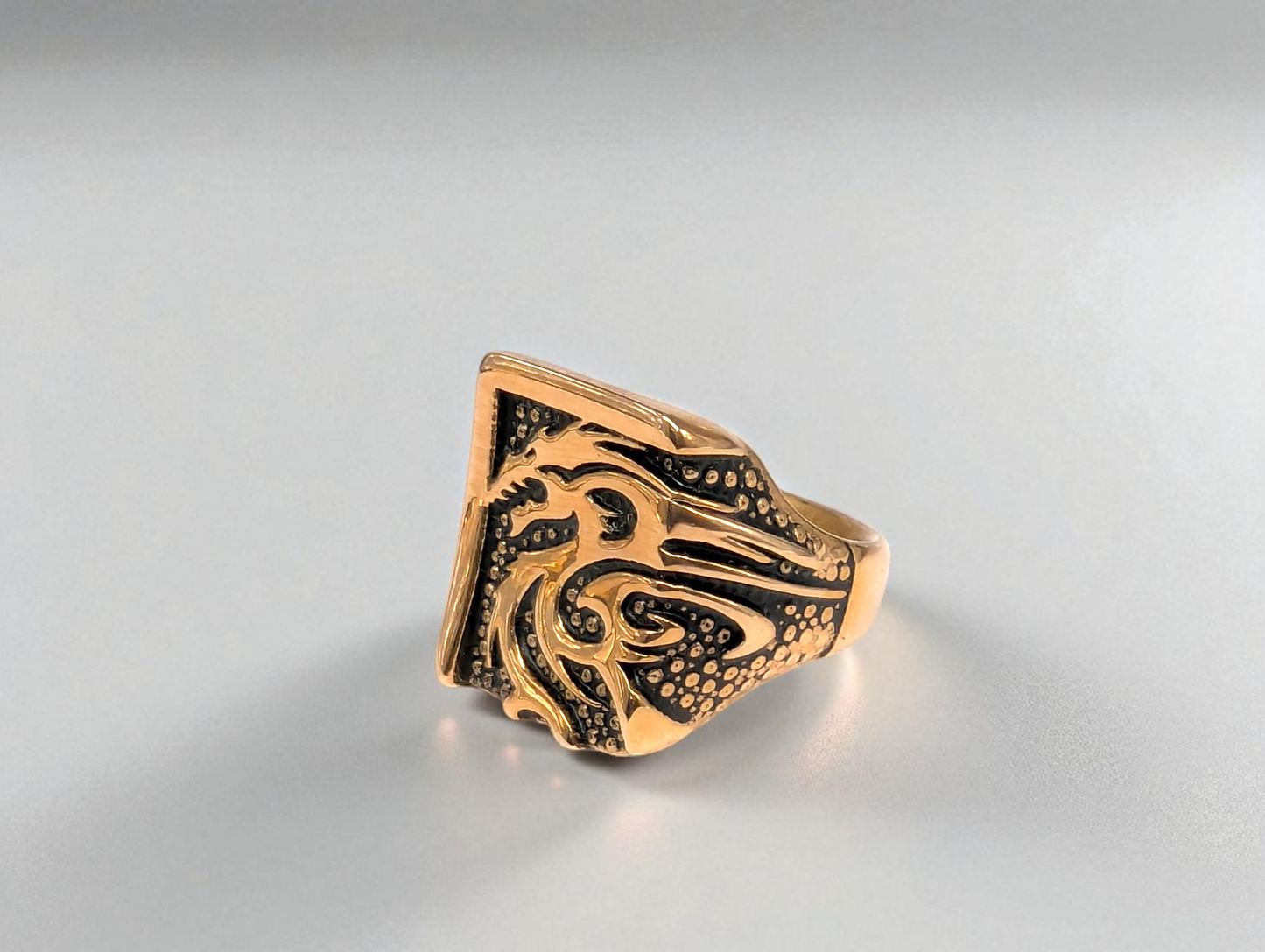 Rose Gold Dragon Emblem Statement Ring