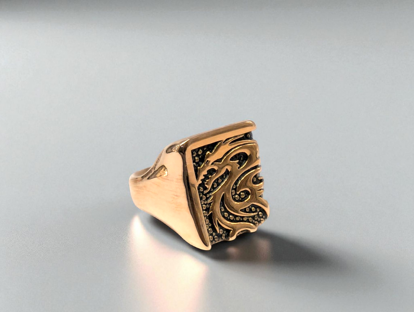 Rose Gold Dragon Emblem Statement Ring