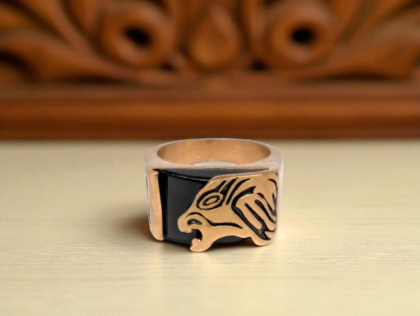 Bronze & Black Cheetah Head Statement Ring