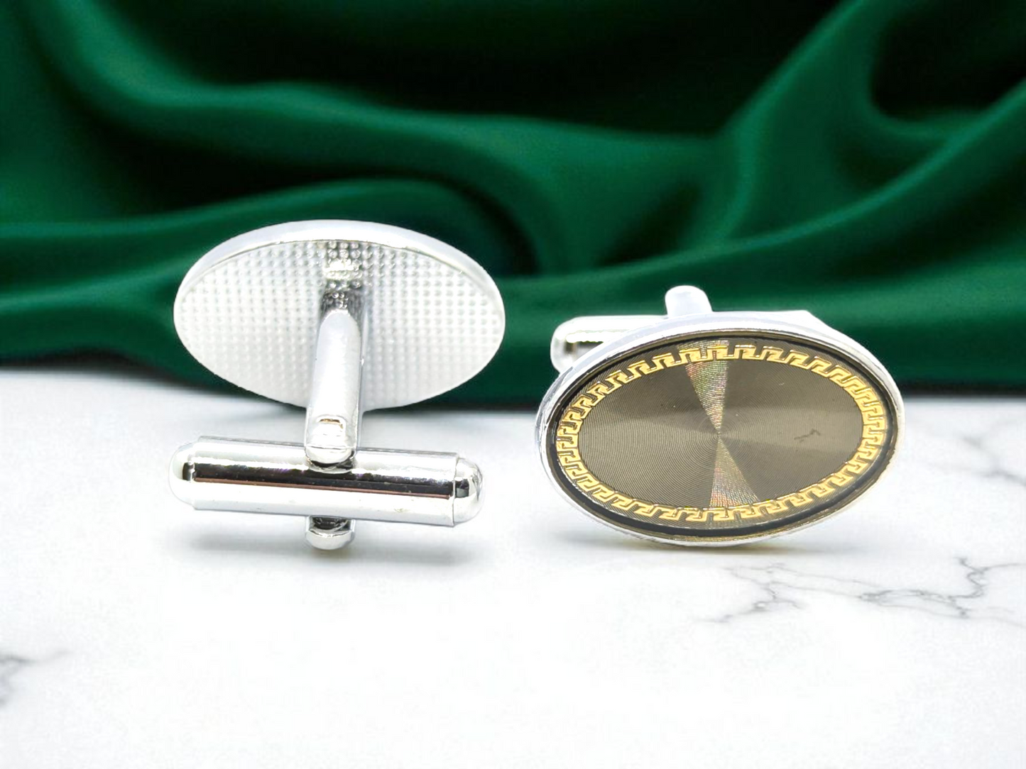 Elegant Beige Cufflink & Tiepin Set
