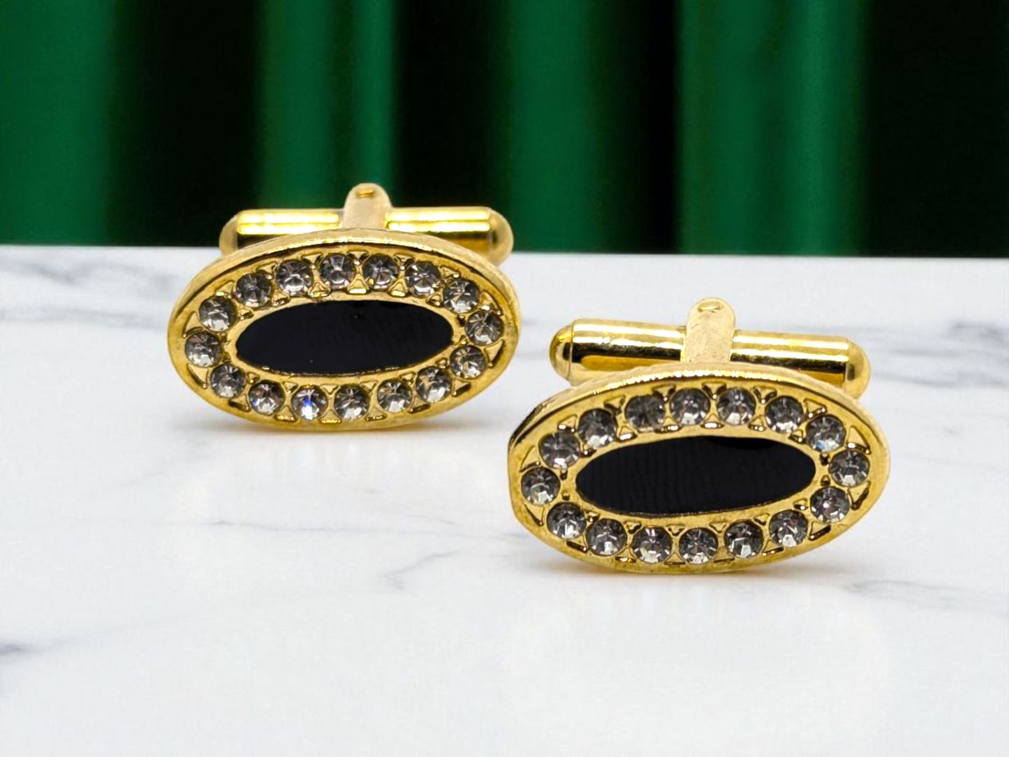 royal Black round Cufflink & Tiepin Set