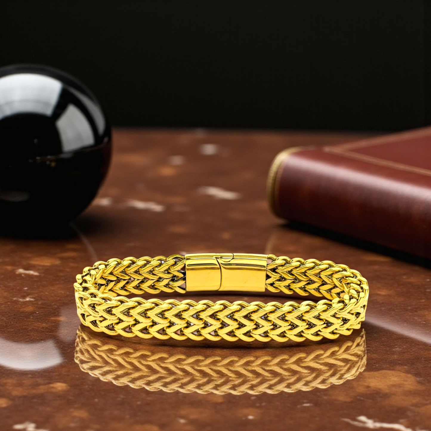 Luxurious Gold-Tone Braided Bracelet – 12mm