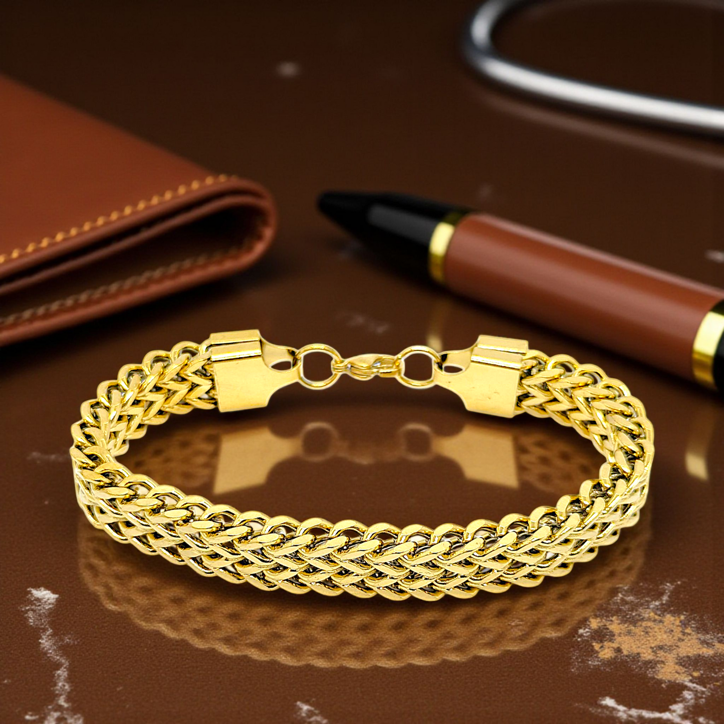 Gold Woven Bracelet (22cm Length)