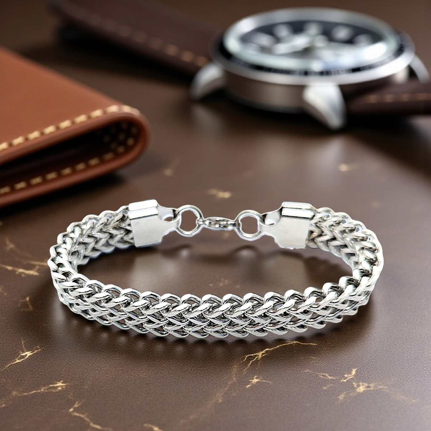 Silver Woven Bracelet (22cm Length)