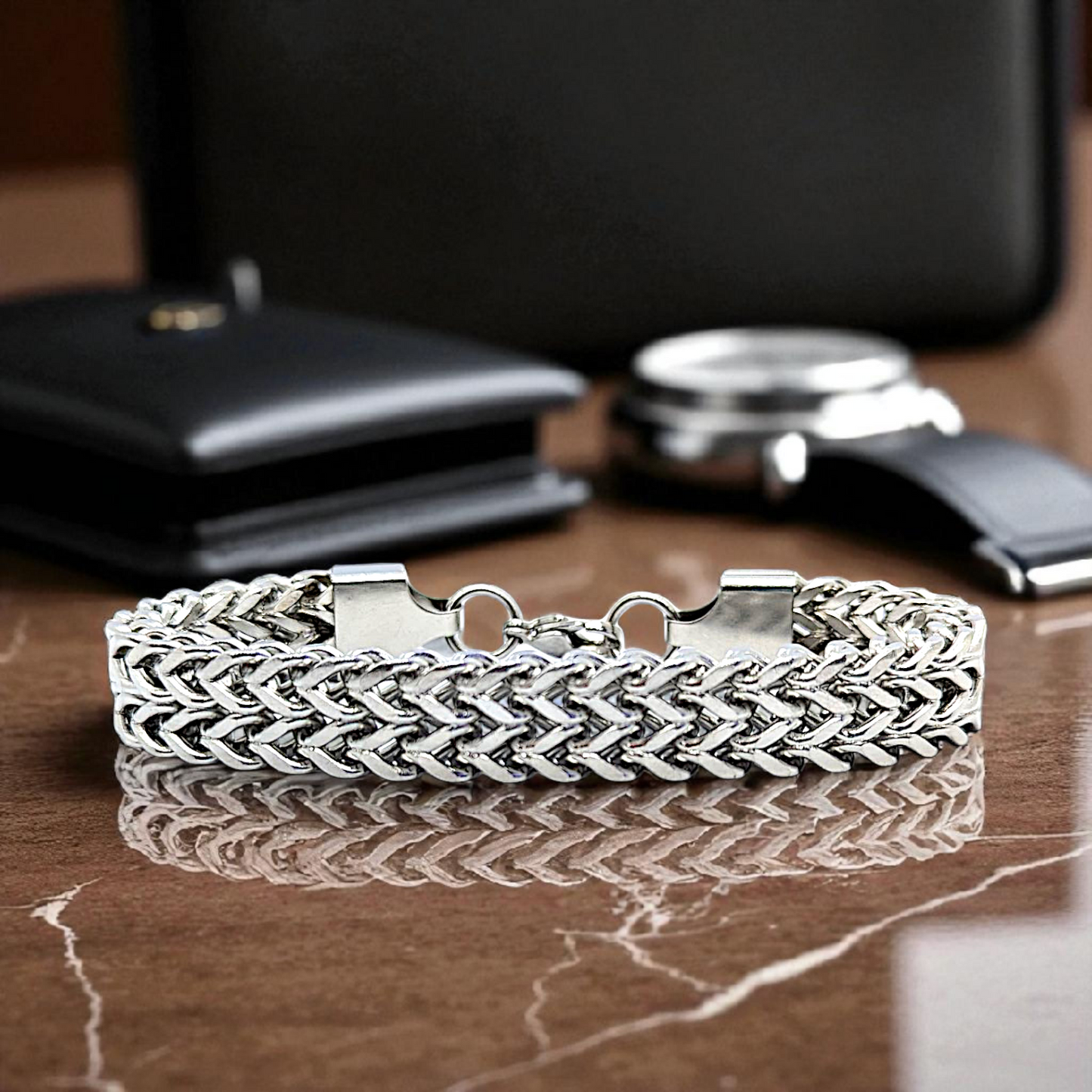 Silver Woven Bracelet (22cm Length)