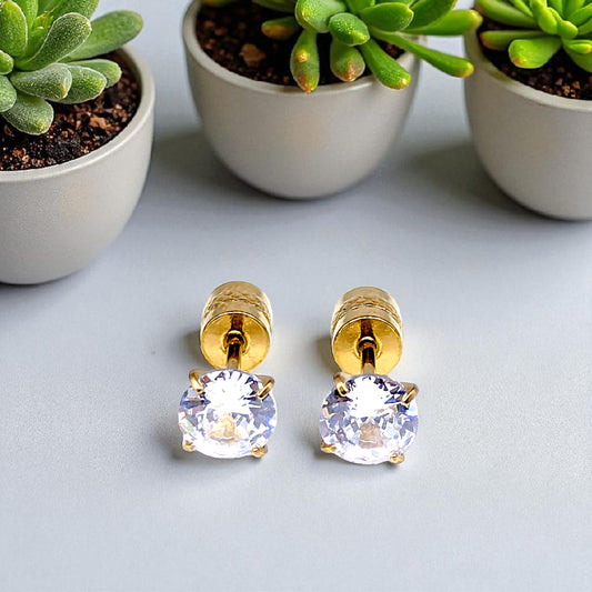Men’s Reversible Stud Gold Earrings – 5mm Stone