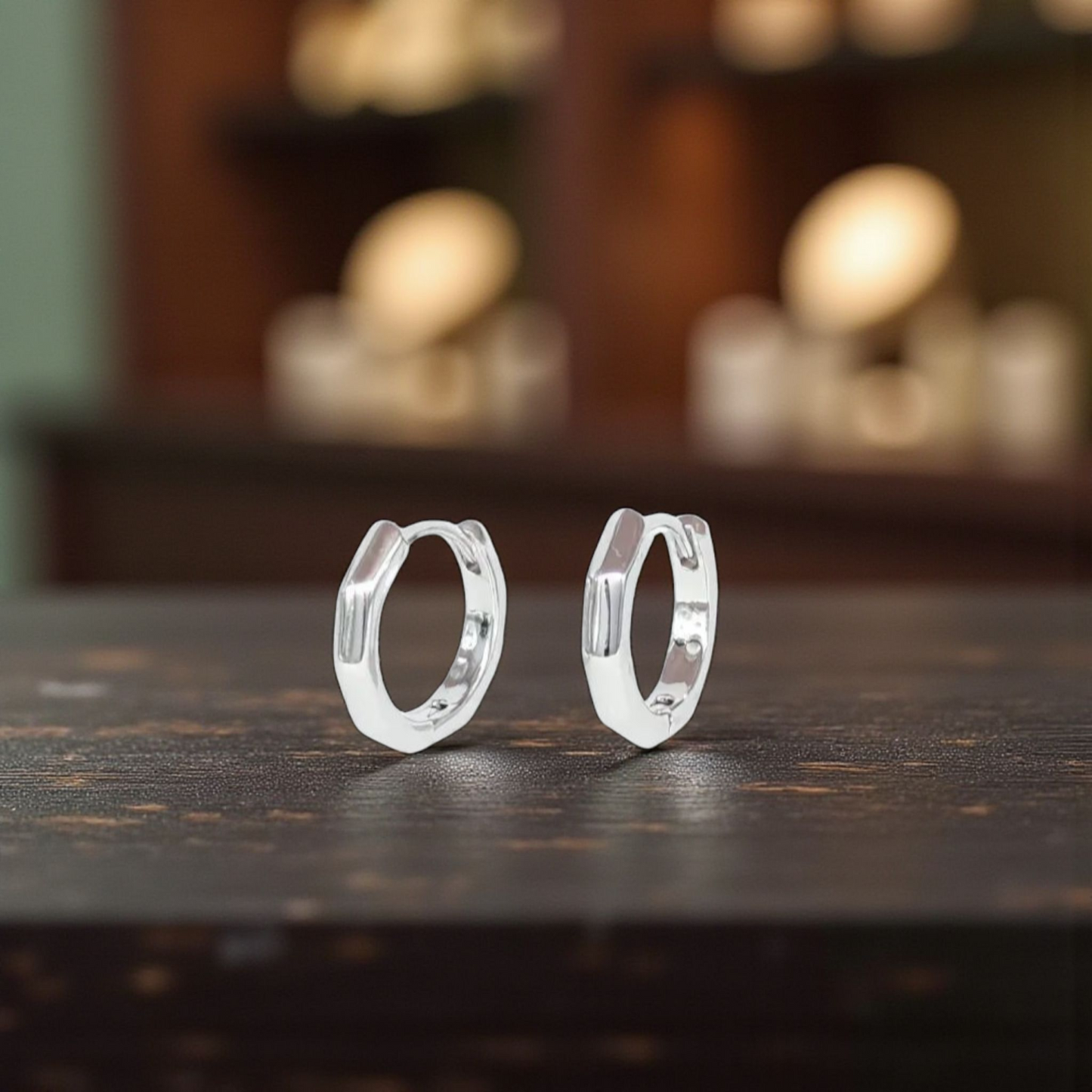 Men’s Octagon Silver Earrings