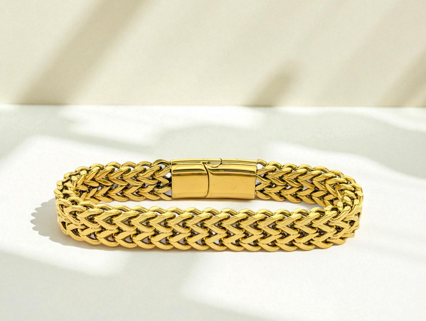 Luxurious Gold-Tone Braided Bracelet – 8mm