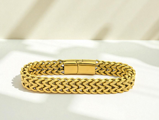Luxurious Gold-Tone Braided Bracelet – 8mm