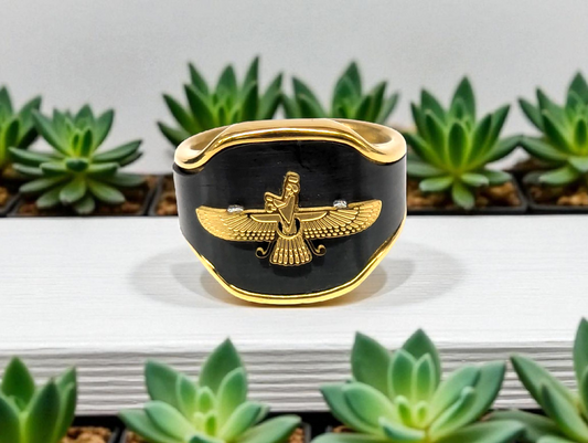 Faravahar Gold & Black Ring