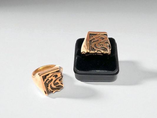 Rose Gold Dragon Emblem Statement Ring
