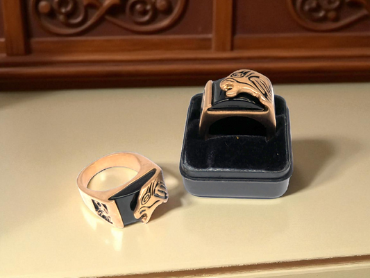 Bronze & Black Cheetah Head Statement Ring