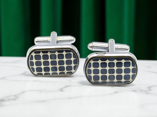 Blue check Cufflink & Tiepin Set
