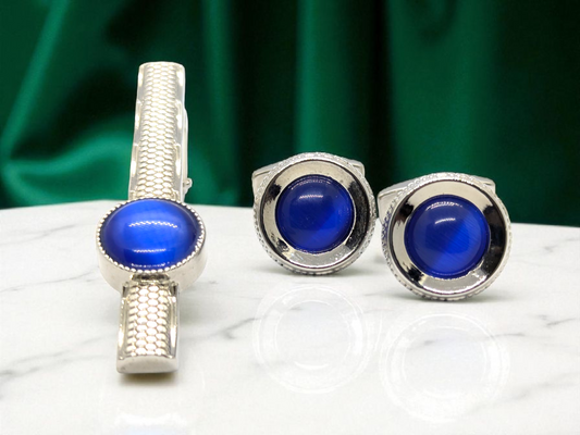 Regal Blue Cufflink & Tiepin Set