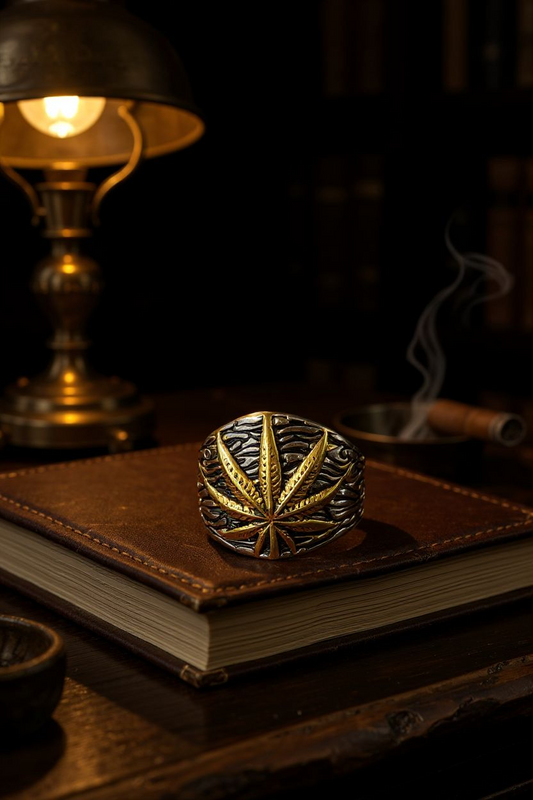 Leaf Legacy: Statement Ring with Embossed Leaf & Textured Face