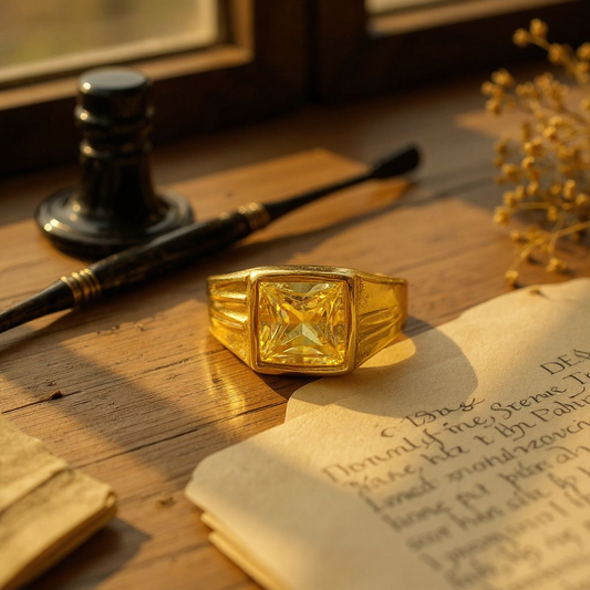 Golden Radiance: Gold Ring with Yellow Gemstone