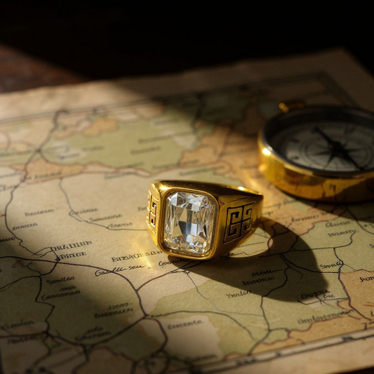Gold-Tone Ring with Radiant Clear Stone