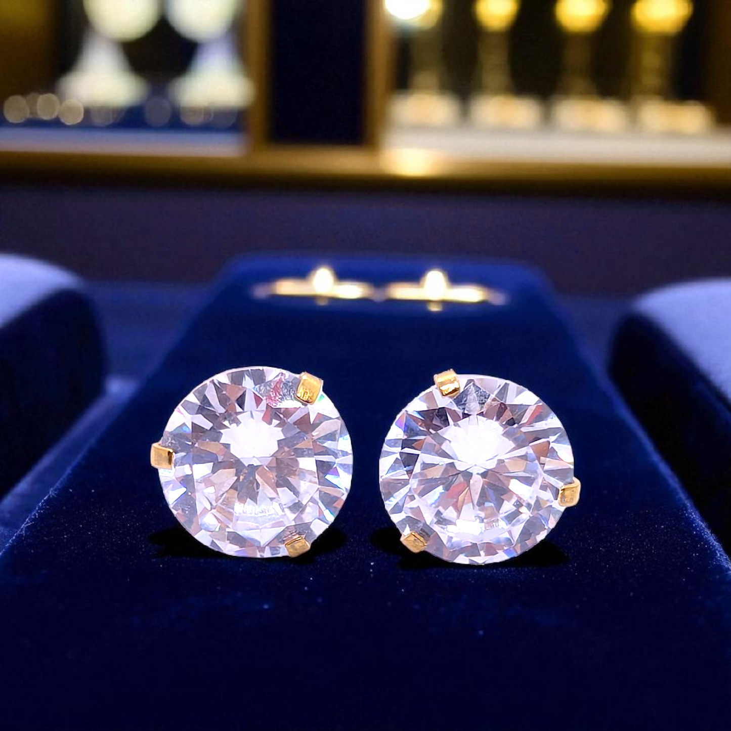 Men’s Stainless Steel Stud Earrings – 10mm Stone