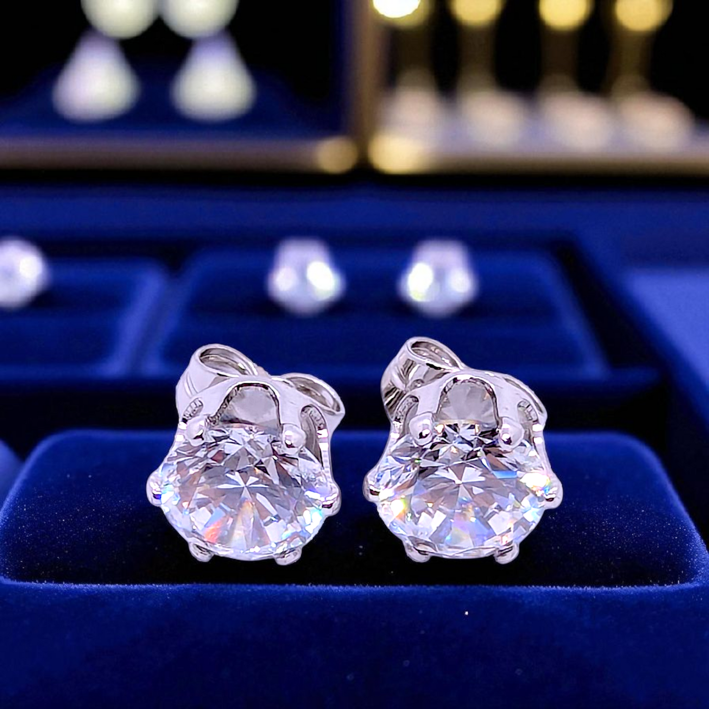 Men’s Silver Stainless Steel Stud Earrings – 8mm Stone (Single & Pair)