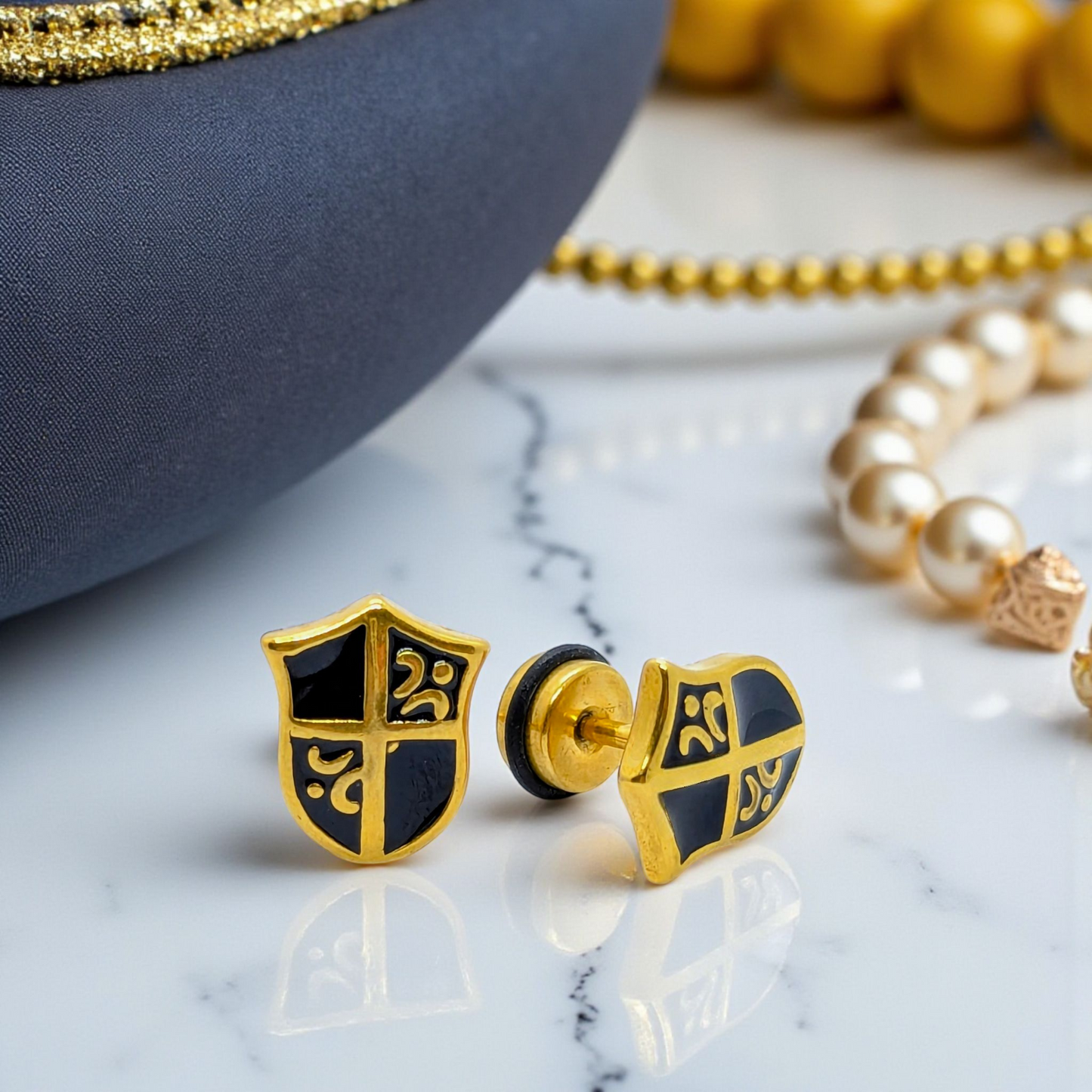 Men’s Shield Stud Earrings