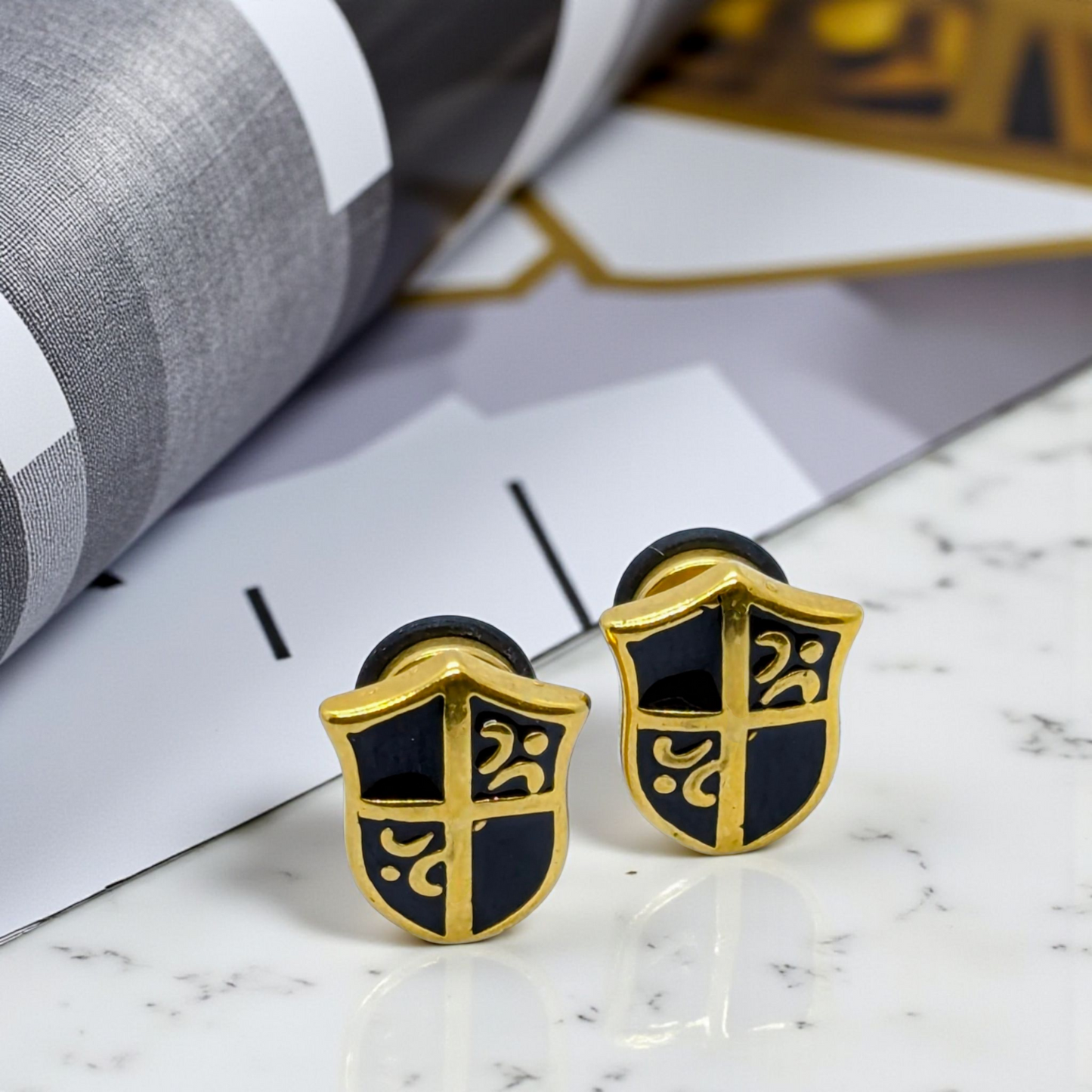 Men’s Shield Stud Earrings