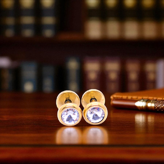 Men’s Reversible Stud Gold Earrings – 5mm Stone