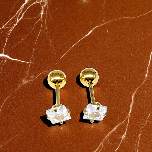 Men’s Gold-Tone Stud Earrings – 4mm Stone
