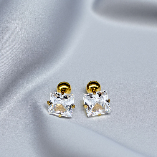 Men’s Gold-Tone Stud Earrings – 6mm Stone