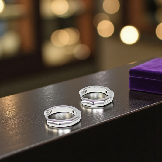Men’s Octagon Silver Earrings