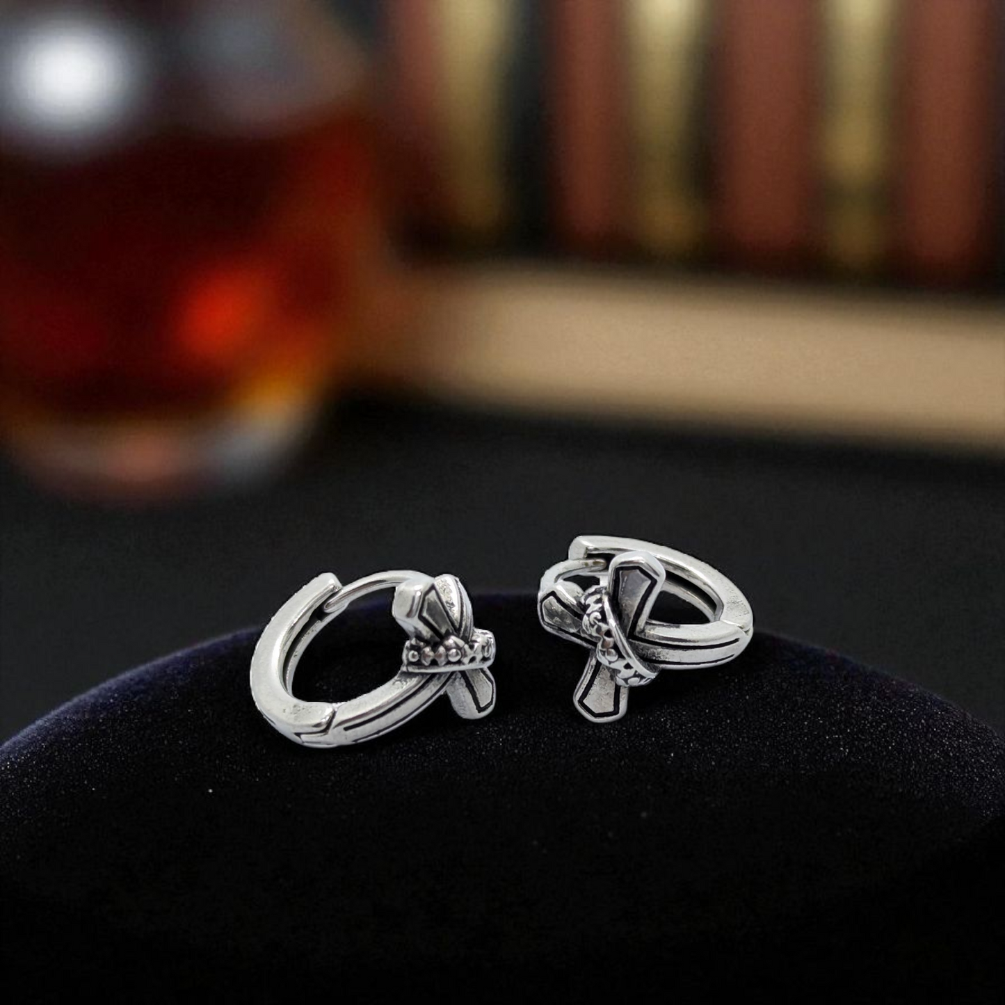 Oxidized Cross Earring for Men – Symbolic Strength with Vintage Grit
