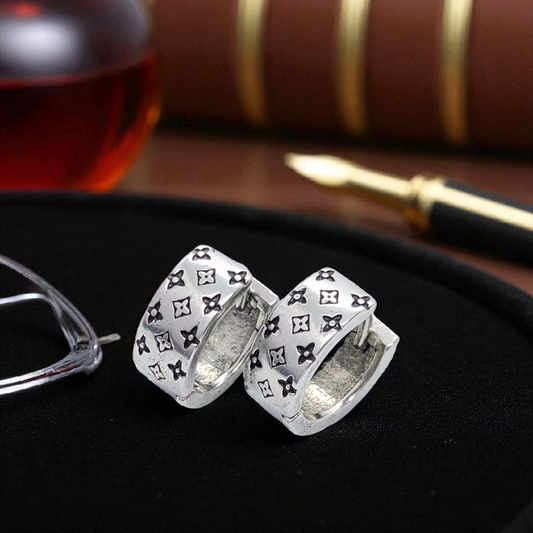 Oxidized Silver Earrings for Men
