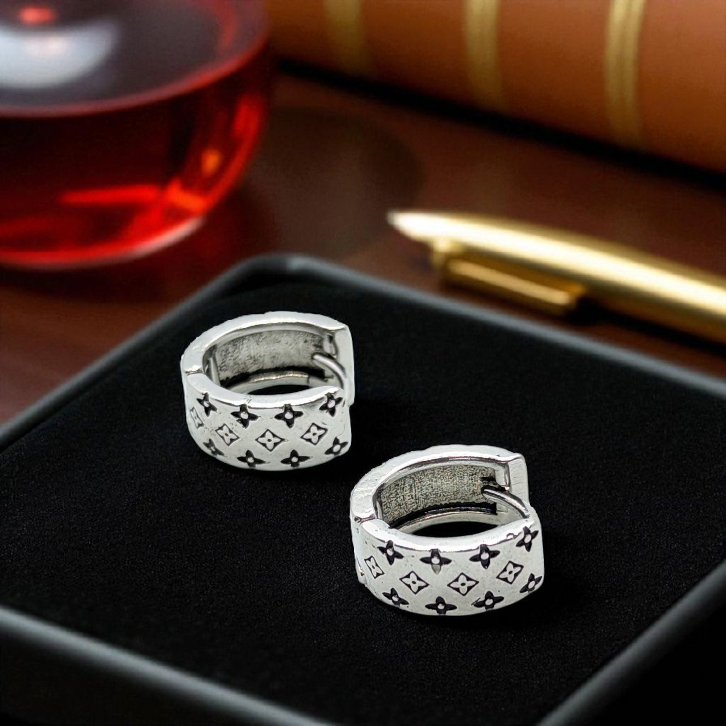 Oxidized Silver Earrings for Men