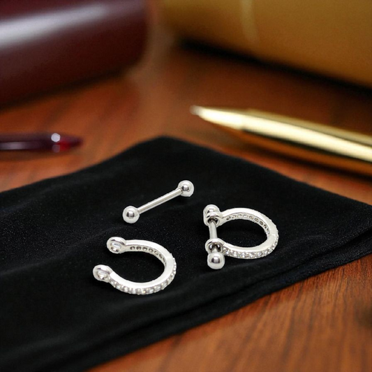 Bold Silver Hoop Earrings for Men – Rugged Omega earing