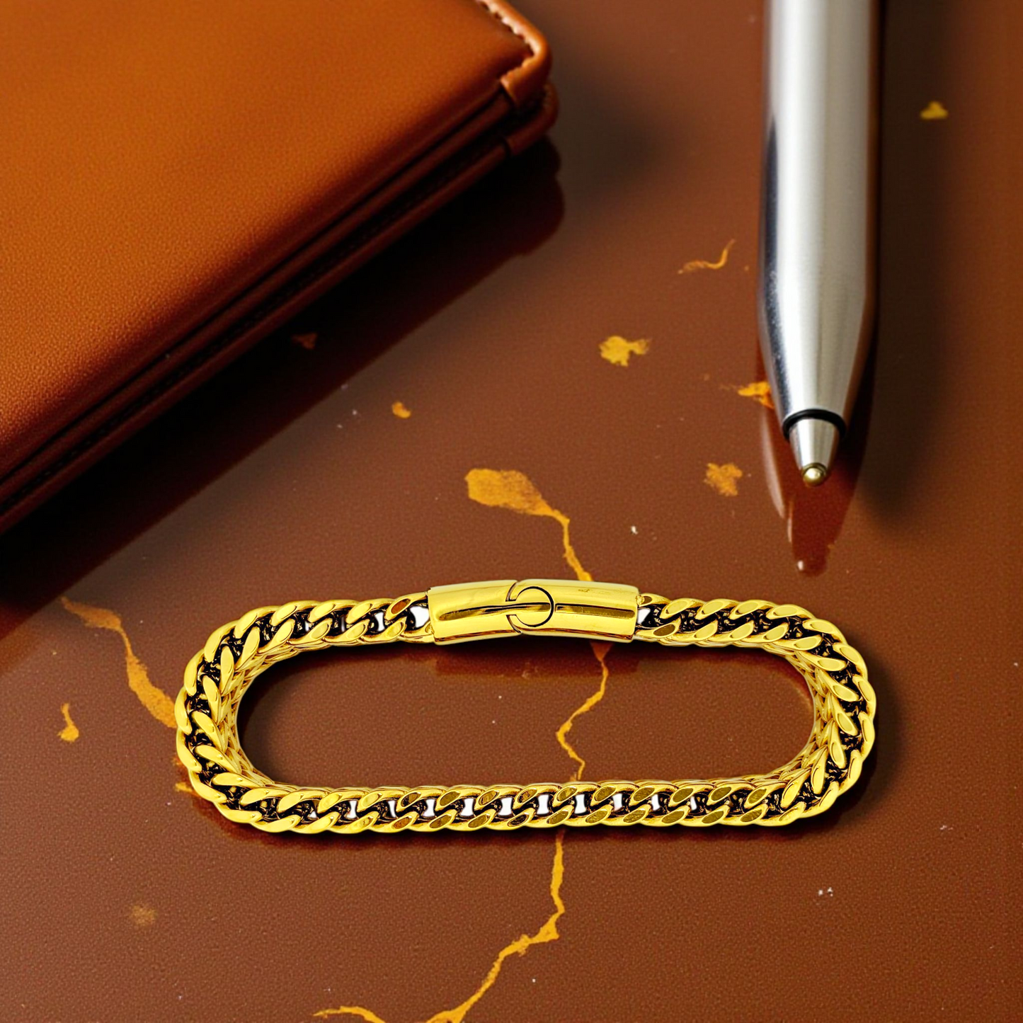Luxurious Gold-Tone Braided Bracelet – 12mm