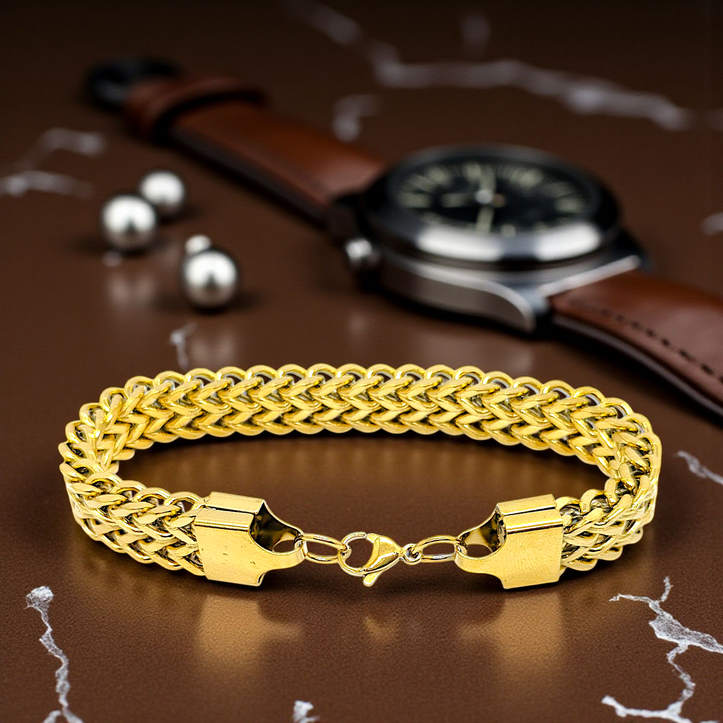 Gold Woven Bracelet (22cm Length)