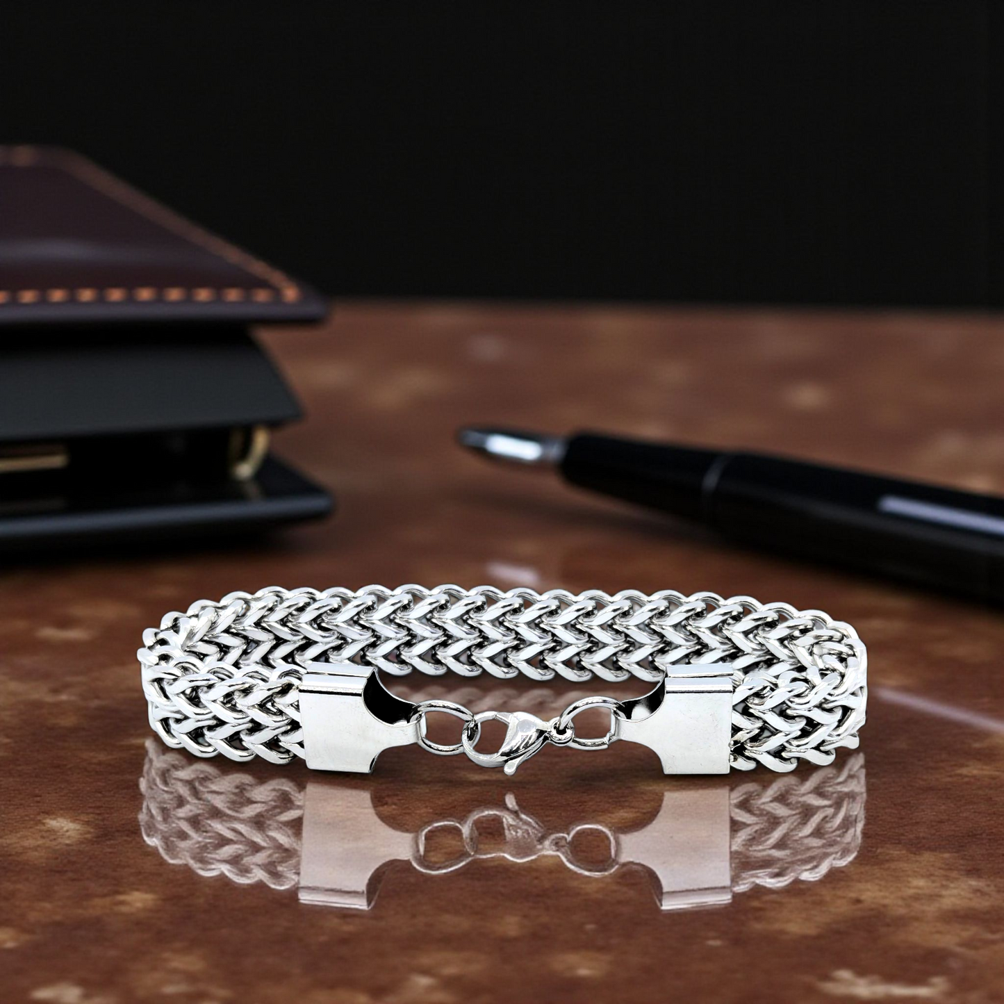 Silver Woven Bracelet (22cm Length)