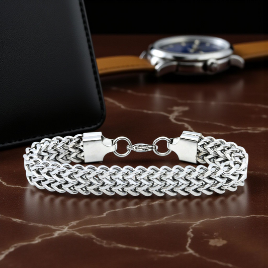 Silver Woven Bracelet (22cm Length)